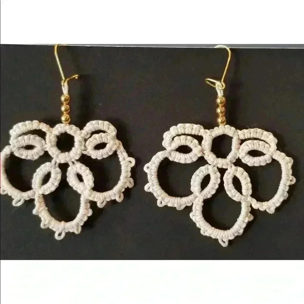 2/$30 Ecru Tatting Lace Earrings